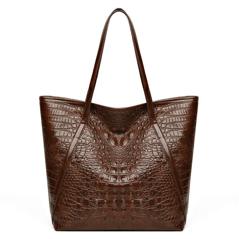 New women's with large capacity crocodile pattern tote bag, high-end and casual versatile commuting shoulder bag