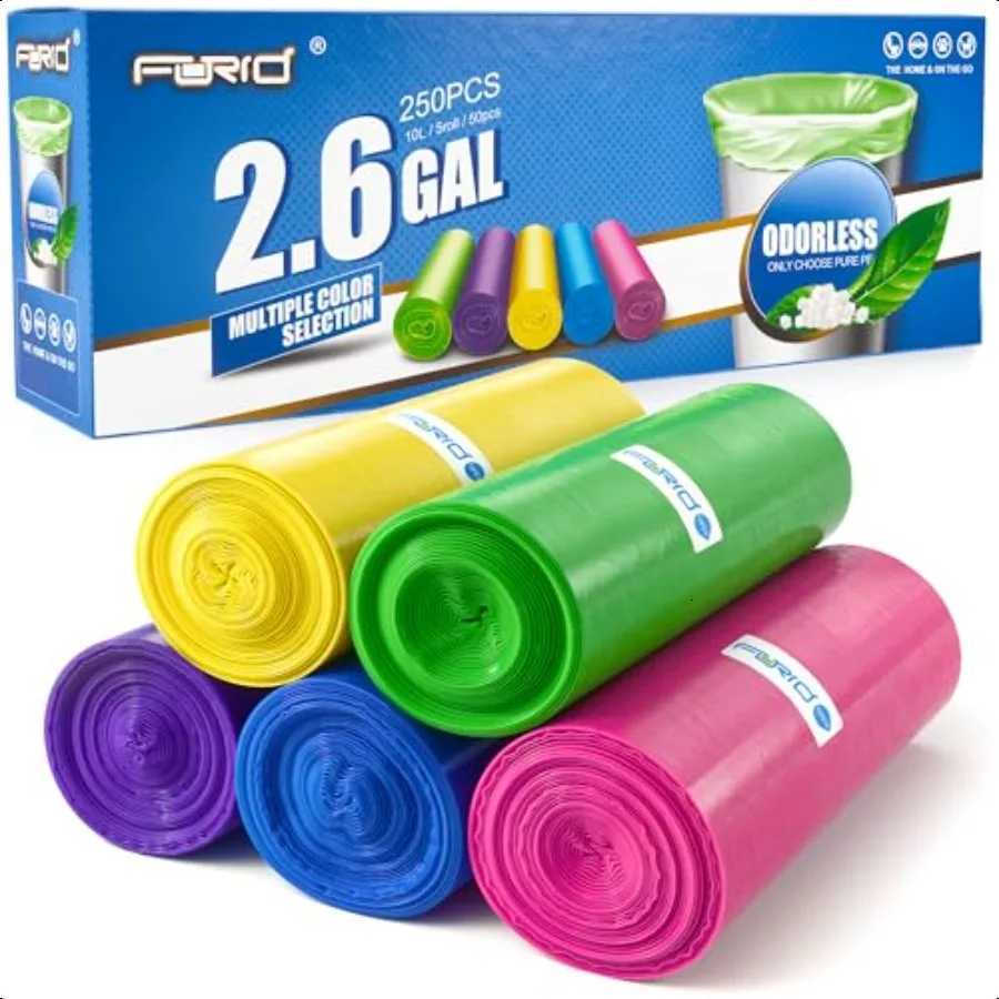 Small Bathroom Trash Bags 26 Gallon Colored Garbage 250 Bags 10 Liter Unscented Waste Can Liners Wastebasket Liner For Home Of C251119