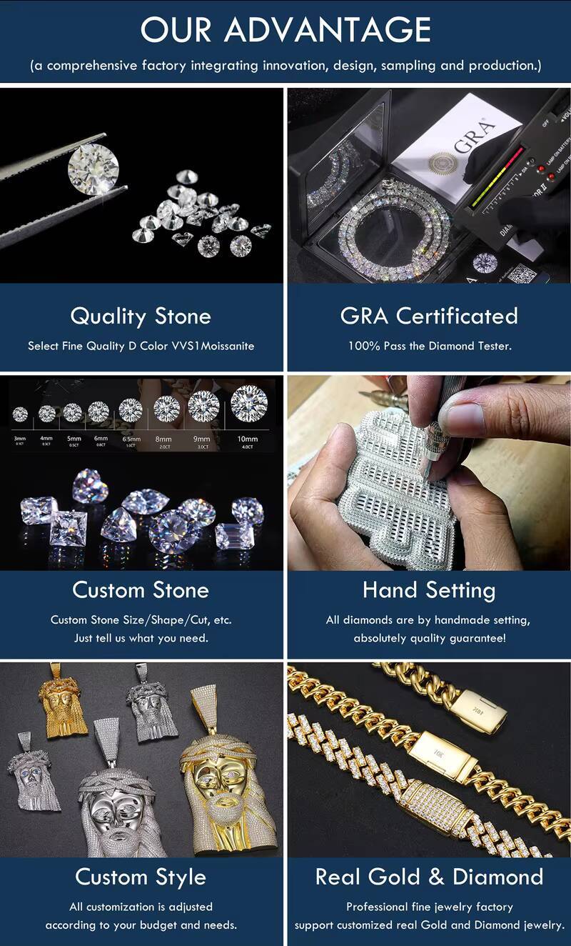 Top Quality Moissanite Infinity Marquise 925 Silver Hip Hop Jewelry Iced Out Chain Cuban Link Chain Colored Moissanite Necklace