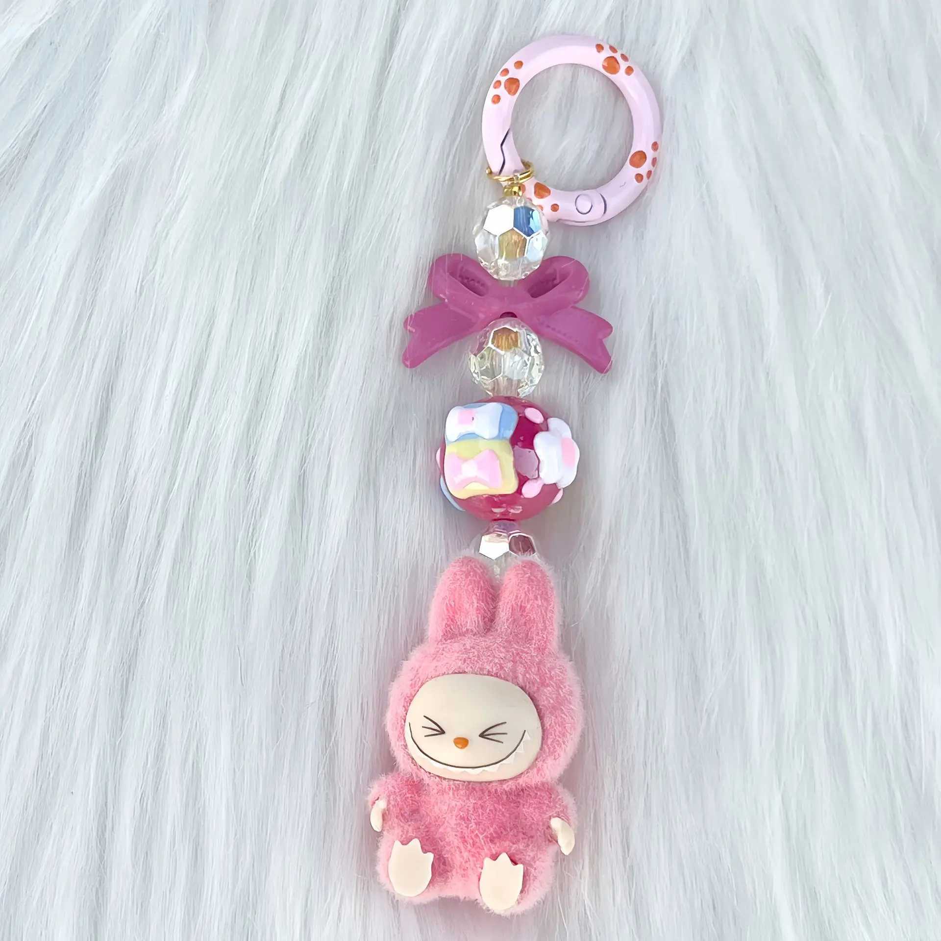 New Labubu Keychain Cartoon Crybaby 3D Doll Student Backpack Pendant Car Keychain Male and Female Gifts M250419