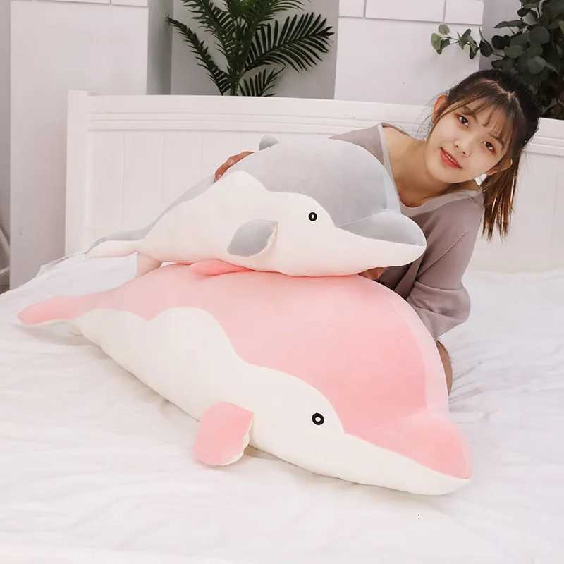 50-110cm Cartoon Dolphin Plush for Office Rest Sleeping Cute Soft Animal Childrens Toys Boy Girl Birthday GiftsM251119