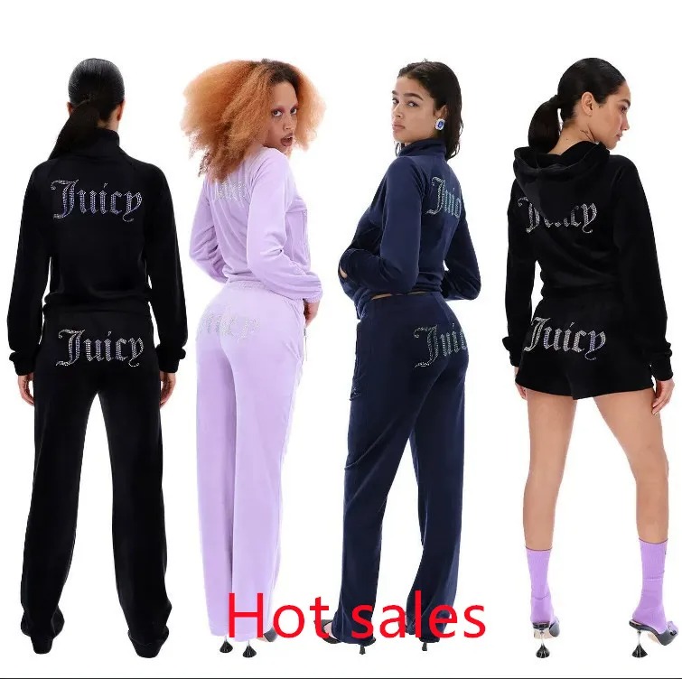 Juicy tracksuit Fashion Set Women Juicy Designer Clothes Tracksuit Women Sporting Red Suits Slim Casual Velvet Women Set Track Suit Couture Sweatsuits