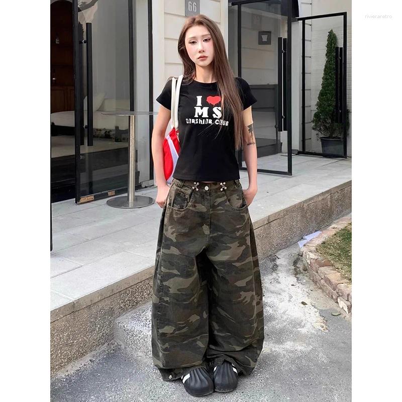 Women's Jeans Autumn Camouflage Cargo Women Vintage Oversized Hip Hop Style Baggy Denim Trousers Korean Streetwear Y2k 2000s Camo Pants Z260313