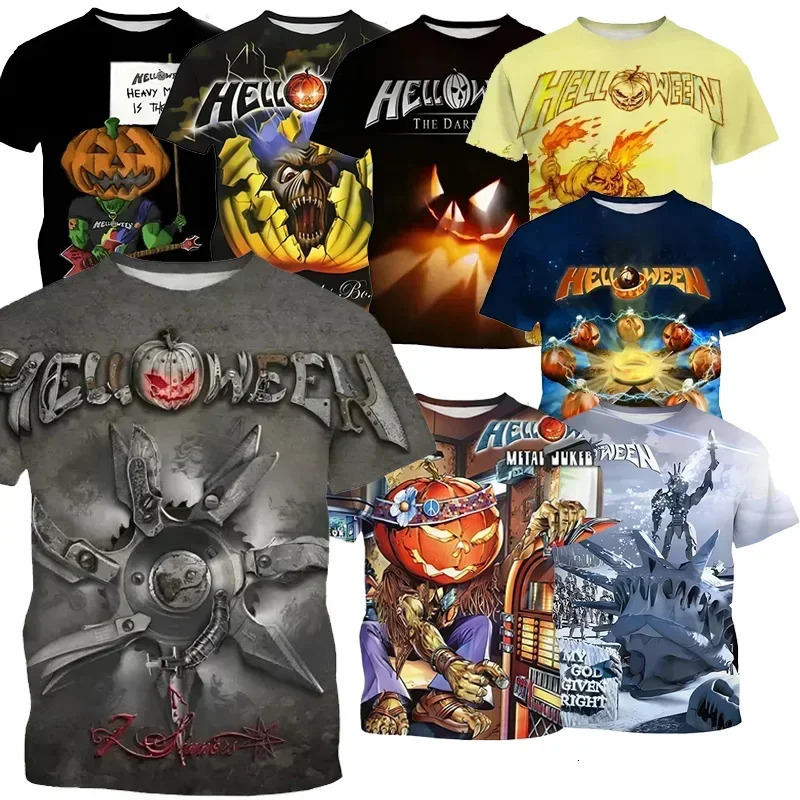 2024 selling heavy metal rock band Halloween 3D printed mens Tshirt casual round neck short sleeved unisex top 250408Z