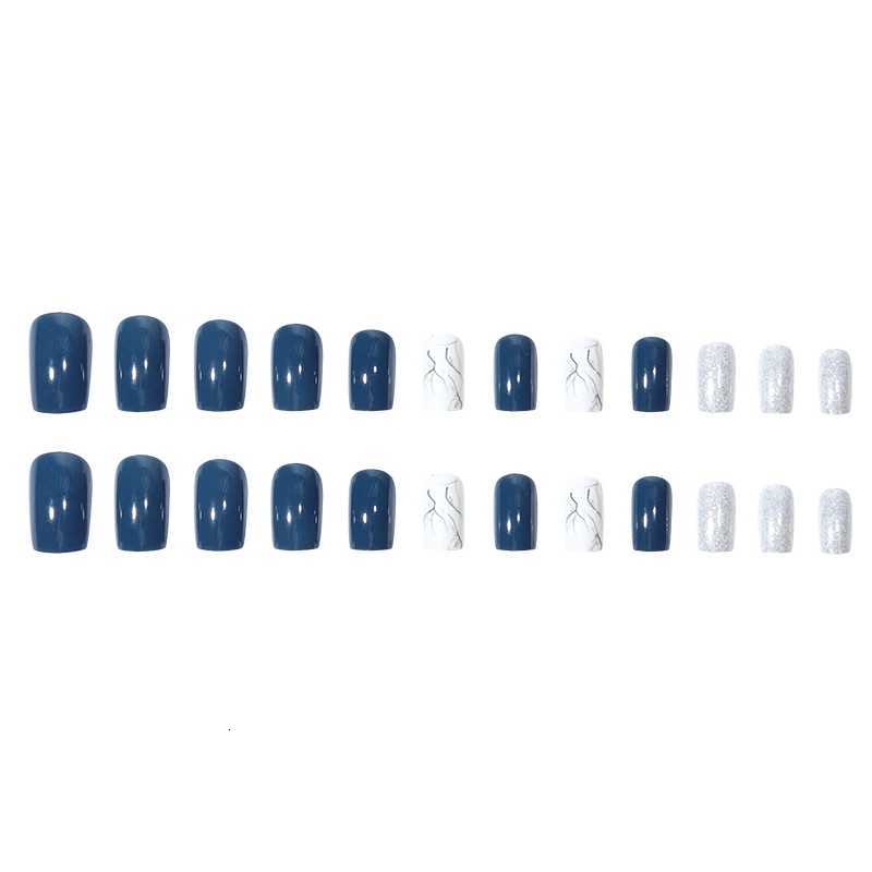 24 Pieces of Medium Size Almond Shaped Christmas with Various Patterns ABS Glossy Fake Nails1 Jelly Glue1 Nail FileT251118T251119