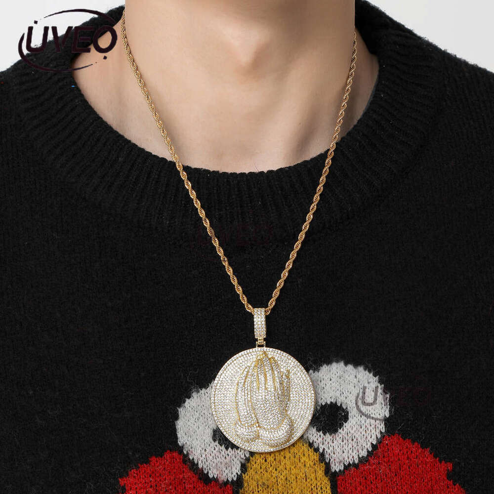 Luxury designer new Prayer Pendant Hip Hop Men Women Ice out VVS Moissanite necklace collarbone Chain with free shipping