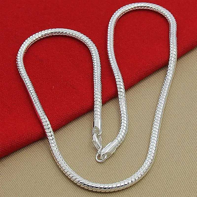LiHong 925 sterling silver 16/18/20/24/22/24/26/30 inch 3mm snake chain necklace suitable for women and mens wedding engagement jewelryT250418