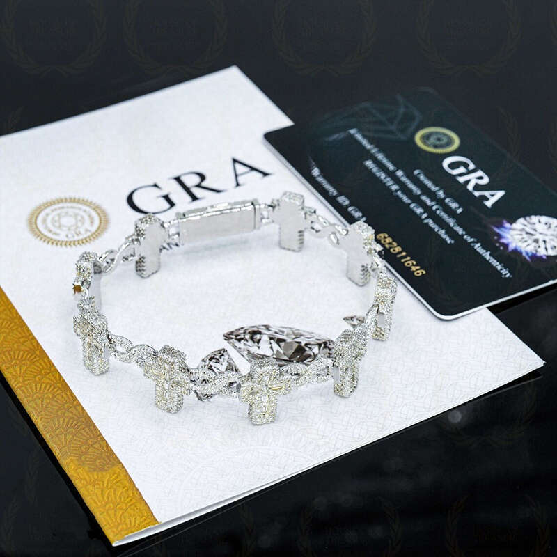 Christian Hip-Hop Pass Tester S Sier GRA Iced Baguette VVS Moissanite Cross Cuban Men and Women Chain