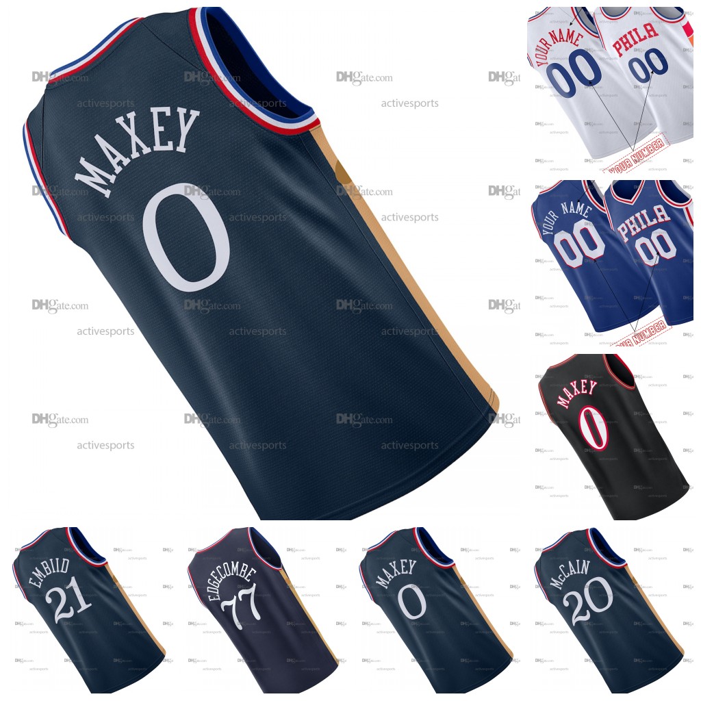 Mens Womens Youth Maxey Basketball Jersey Embiid George Edgecombe McCain Stitched Name number
