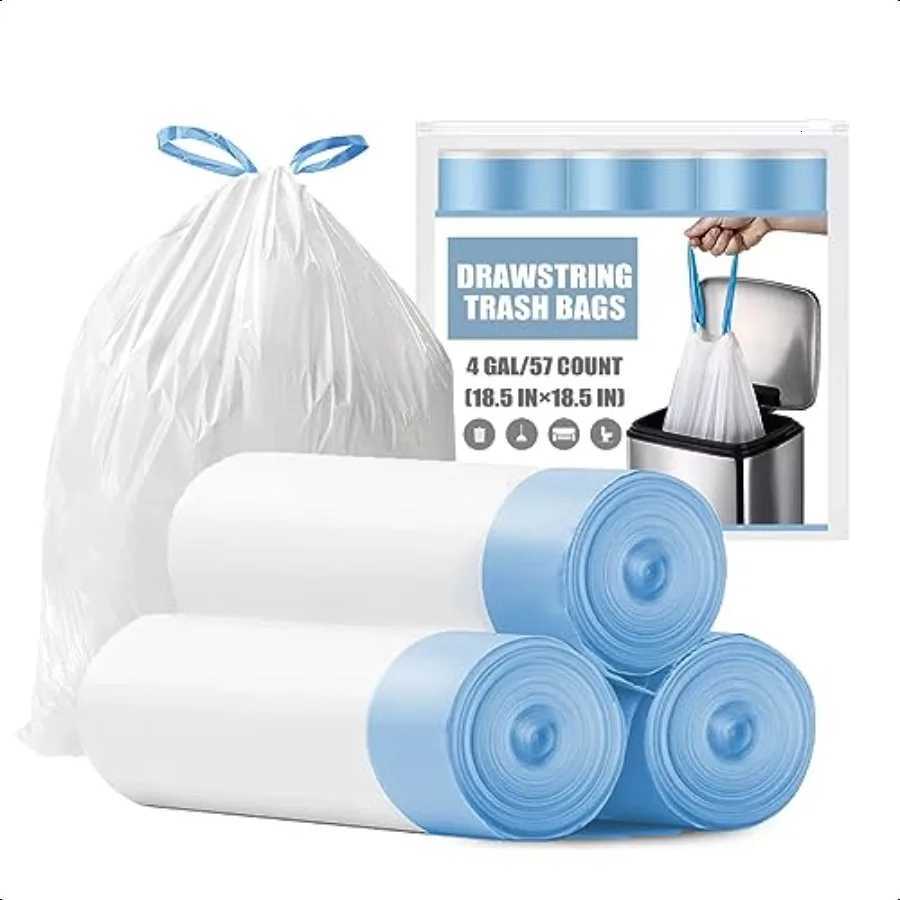 Small Trash Bags 4 Gallon Drawstring 4 Gallon Trash Bag TearFree 4 Gal Small Garbage Bags Separated Unscented White Small Trash C251119
