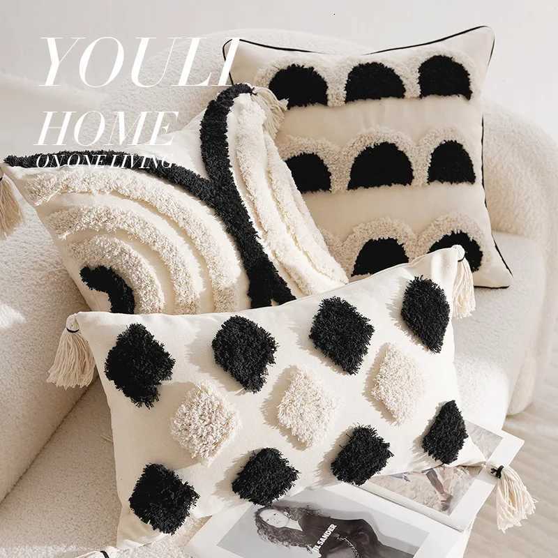 30x50/45x45CM Nordic Bohemian Throw Cover Plush Black Stamping Waist Cushion Cover Decor Home Decorative caseM251119