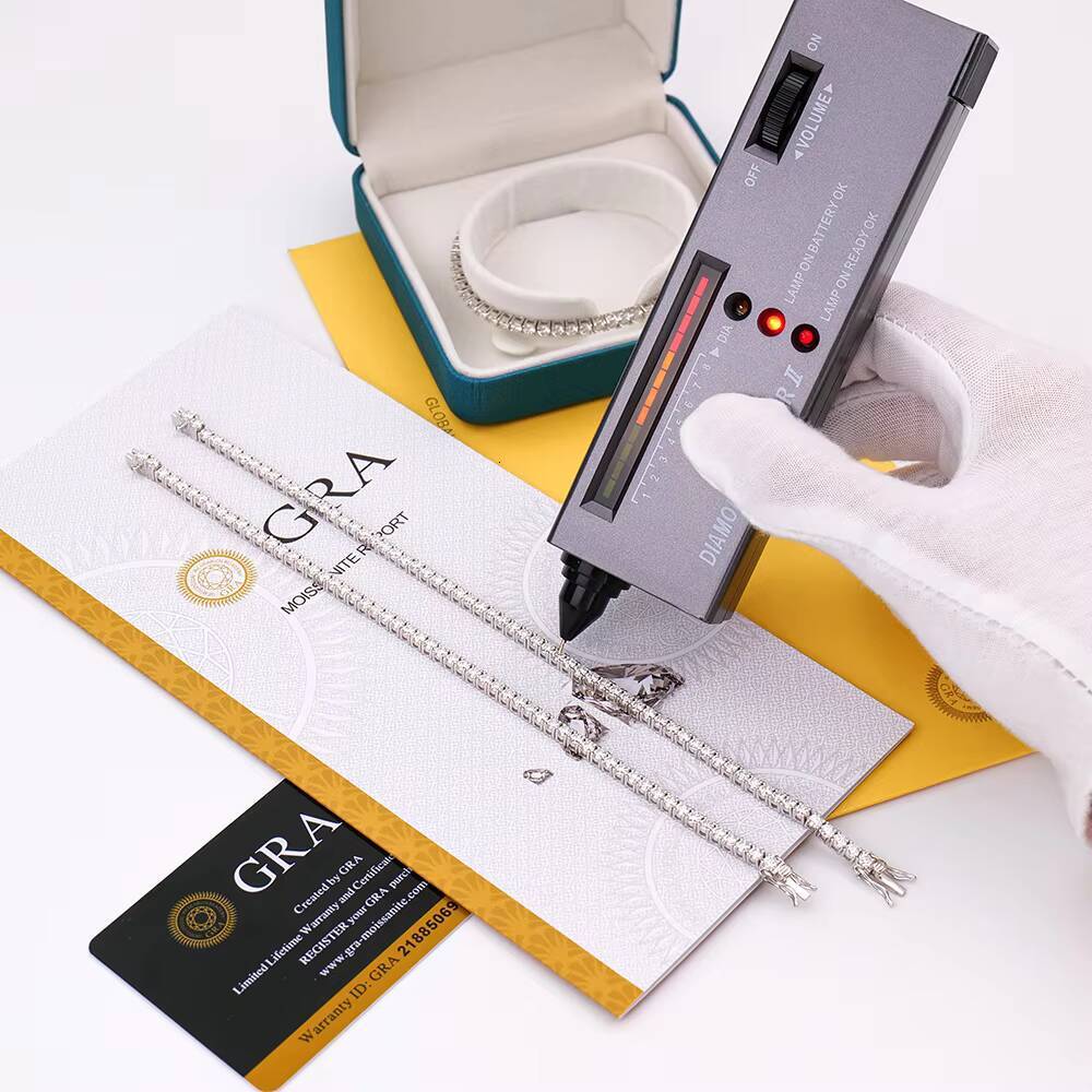 High Polished Fine Jewelry 3mm Gra 925 Silver White Gold Plated Moissanite Diamond Bracelets 6/65/7/75/8inch for Women for Men