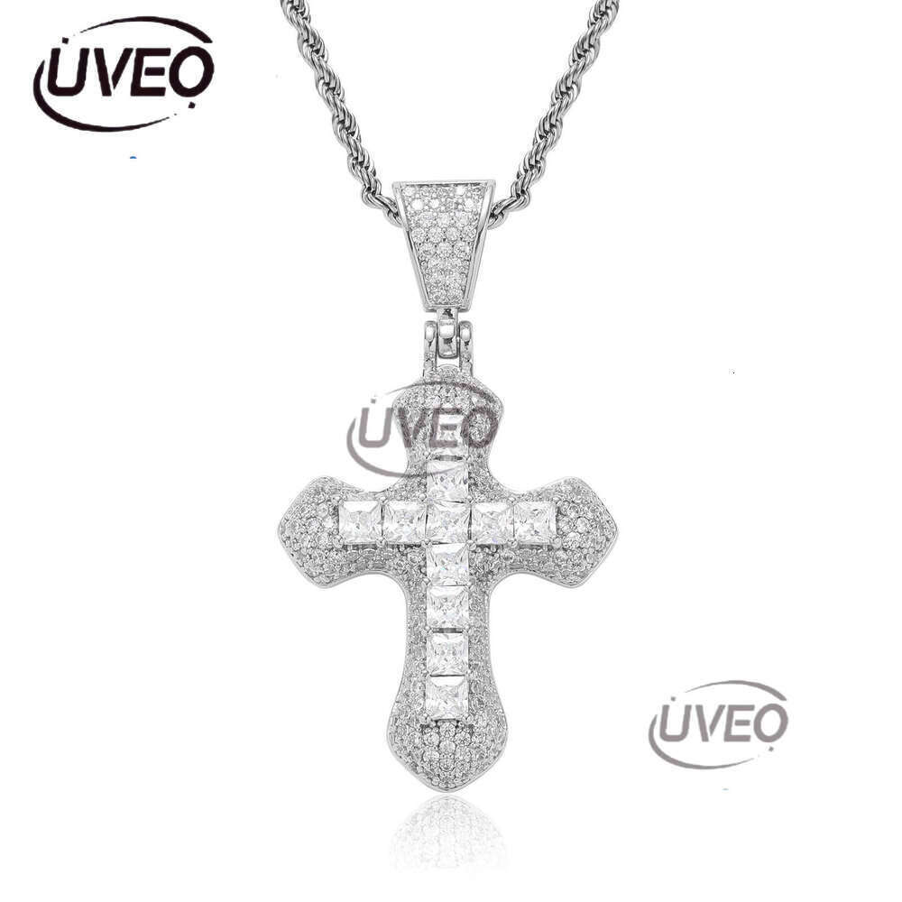 Luxury designer Cross Pendant Ice out VVS Moissanite Pendant Solid Men's and Women's Hip Hop Necklace with free shipping
