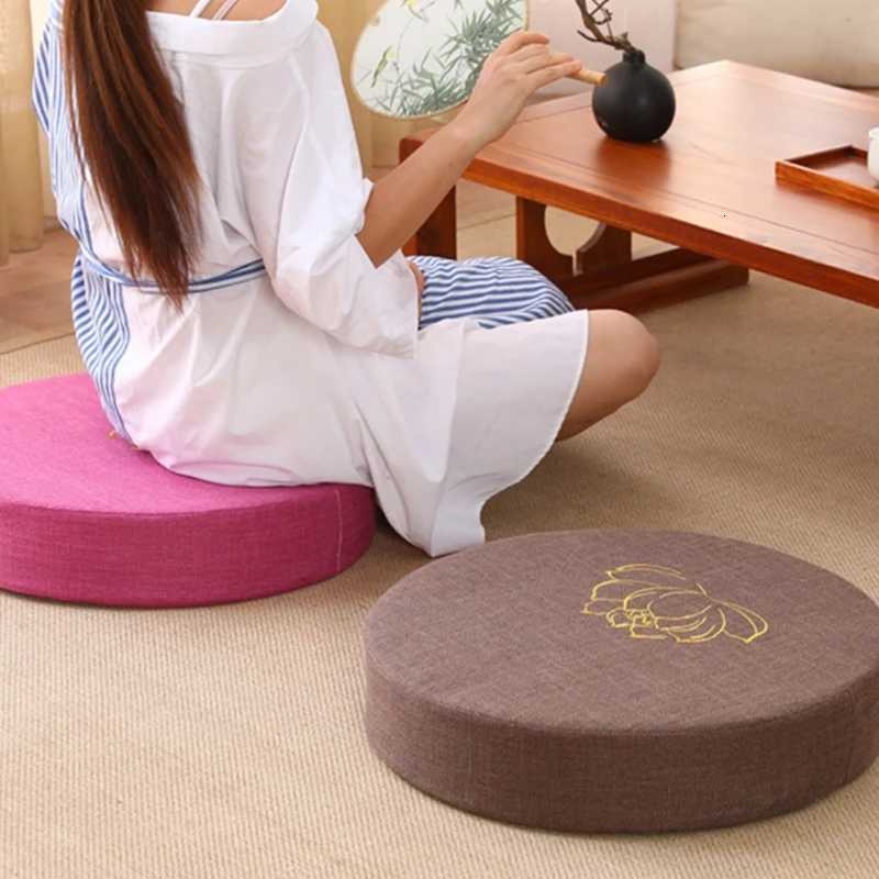 Yoga Meditation Cushion Round Thickened Embroidered Lotus Cushion with Backrest and 406cm Tatami Is Removable WashableM251119