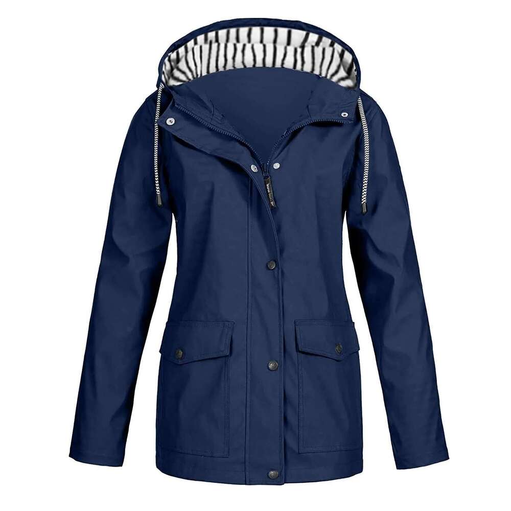 Designer Clothing Raincoat Women Waterproof Long Hooded Trench Coats Ed Windbreaker Travel Solid Stripe Rain Jacket Outdoor Plus Waterpr