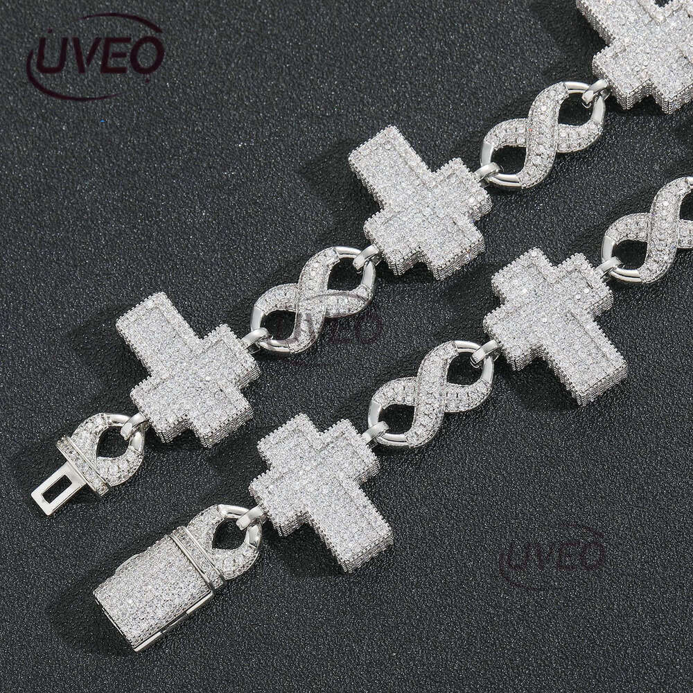 Luxury Hip hop bracelet Cross figure-eight Cuban chain Ice out VVS Moissanite men's and women's bracelets Free delivery