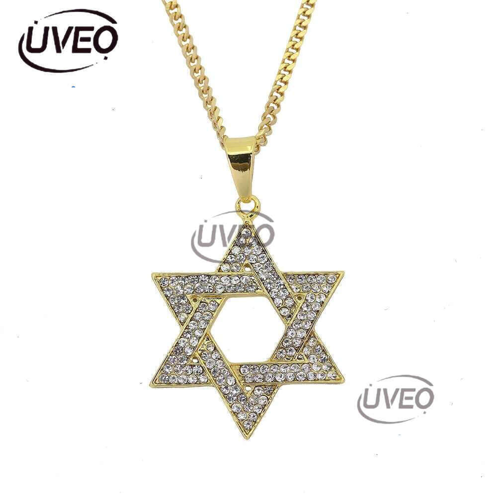 cuban Moissanite pendant necklace pass GRA certified Rhie Star of David Pendant Necklace Hip Hop Jewelry sier