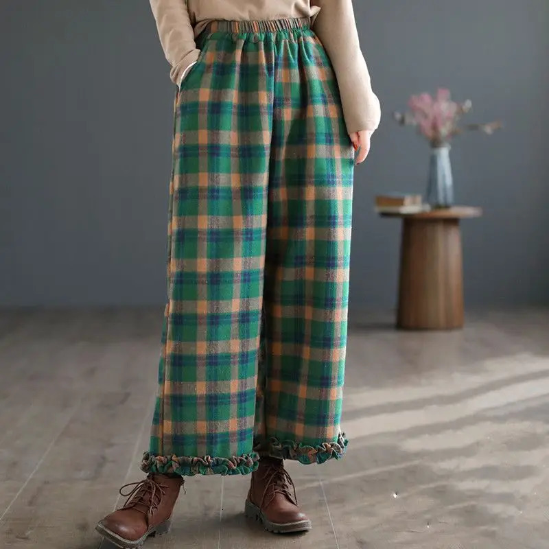 shopping center extracts retro ear fungus lace flat leg womens covered meat and displays nine point weight casual pants Z260314