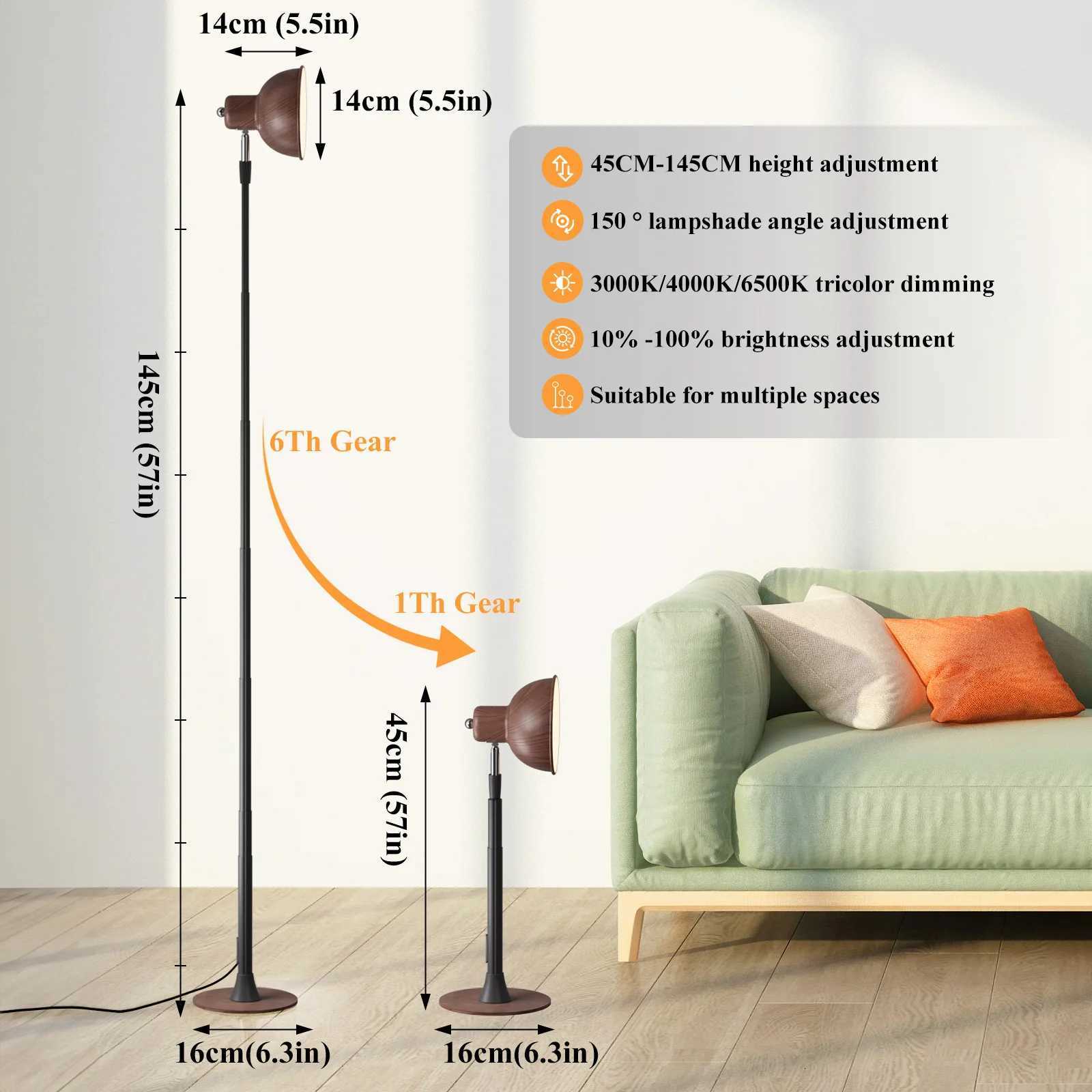 Modern LED Retractable Floor Lamp Living Room Button Type USB Wired Version Floor Lamp Bedroom Lighting Fixture M251119