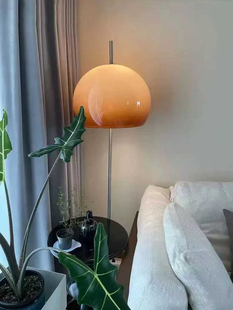 Art Living Room Retro Glass W Table Lamp Gradient Orange Mushroom Bauhaus Led Floor Lamp Living Room Bedroom Atmosphere Lamp M251119