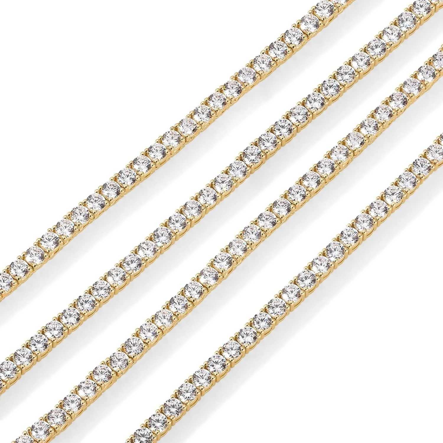 14K yellow gold-plated 4mm simulated diamond tennis necklace suitable for women size 16 inches 18 inchesT250418