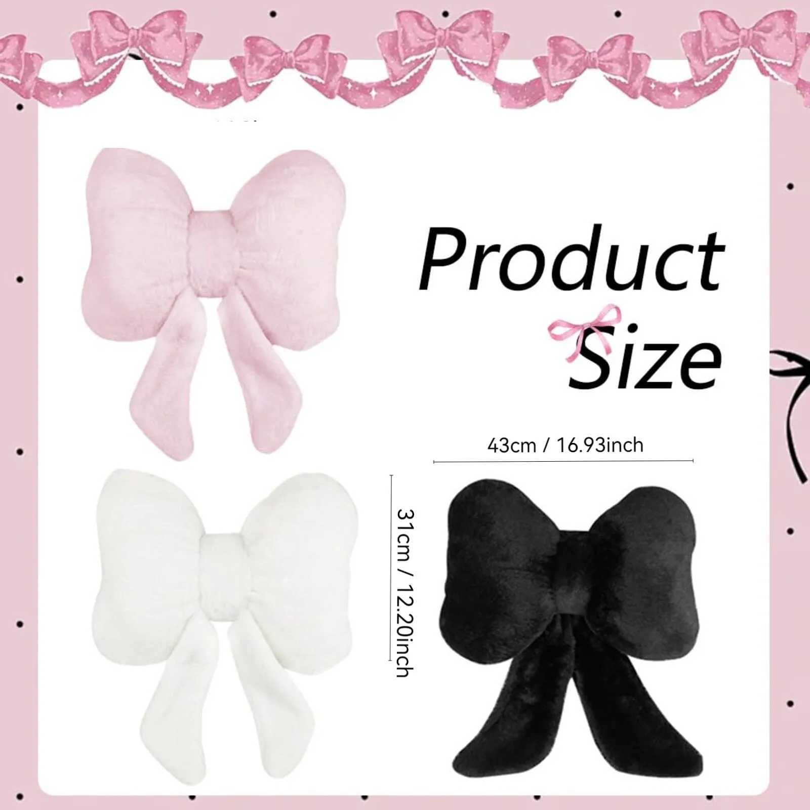 Soft Furry Bow Throw s Cute Bowknot Plush Home Decor Stuffed Bow Lumbar For Bed Couch Living Room DecorM251119