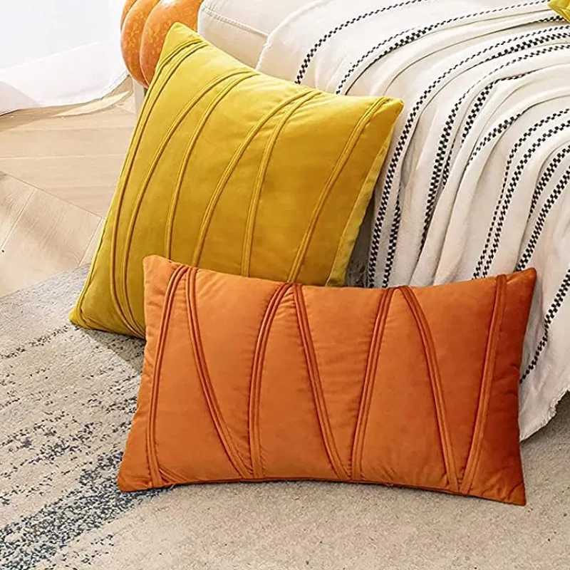 Velvet Throw Covers Modern Decorative Couch Throws Square Soft Cozy Gift cases Halloween Home Decor Orange YellowM251119