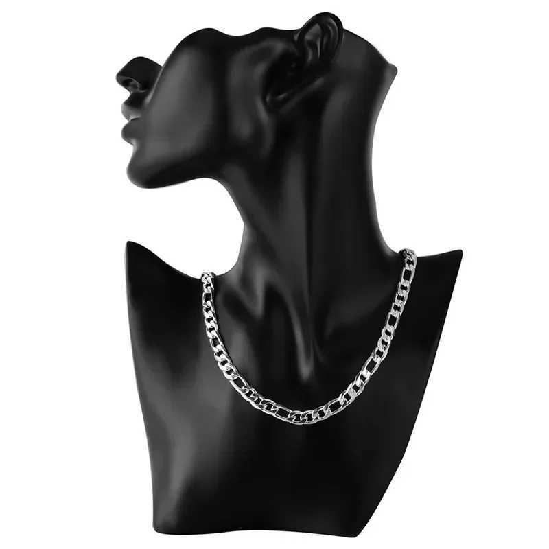 Solid color 925 sterling silver necklace mens classic 12mm Cuban chain 18-30 inches charming high-quality fashionable jewelry weddingT250418