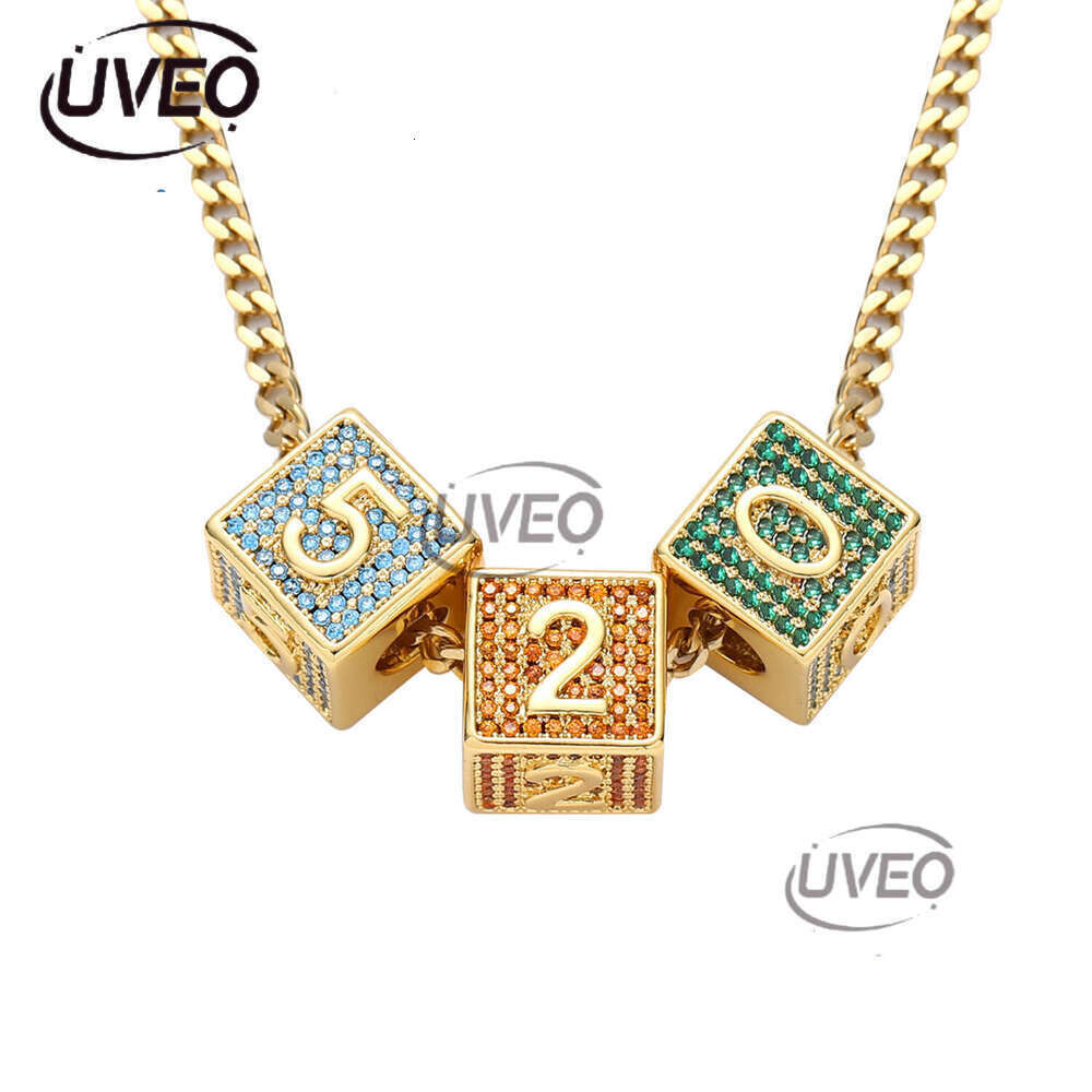 Dice Block 26 English letter pendant with square all ice out VVS Moissanite free combo Hip Hop men women Free delivery