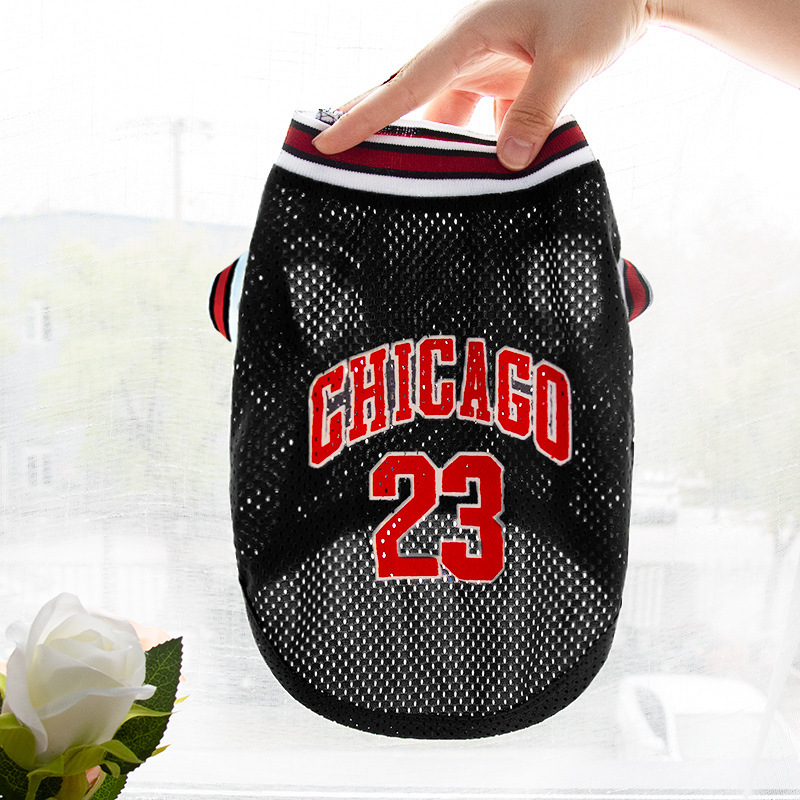 Mesh Breathable Dog Clothes Vest Schnauzer Teddy Sport Large Dog Pet Cat Shirts Jersey Basketball Clothing Puppy T-Shirts Summer