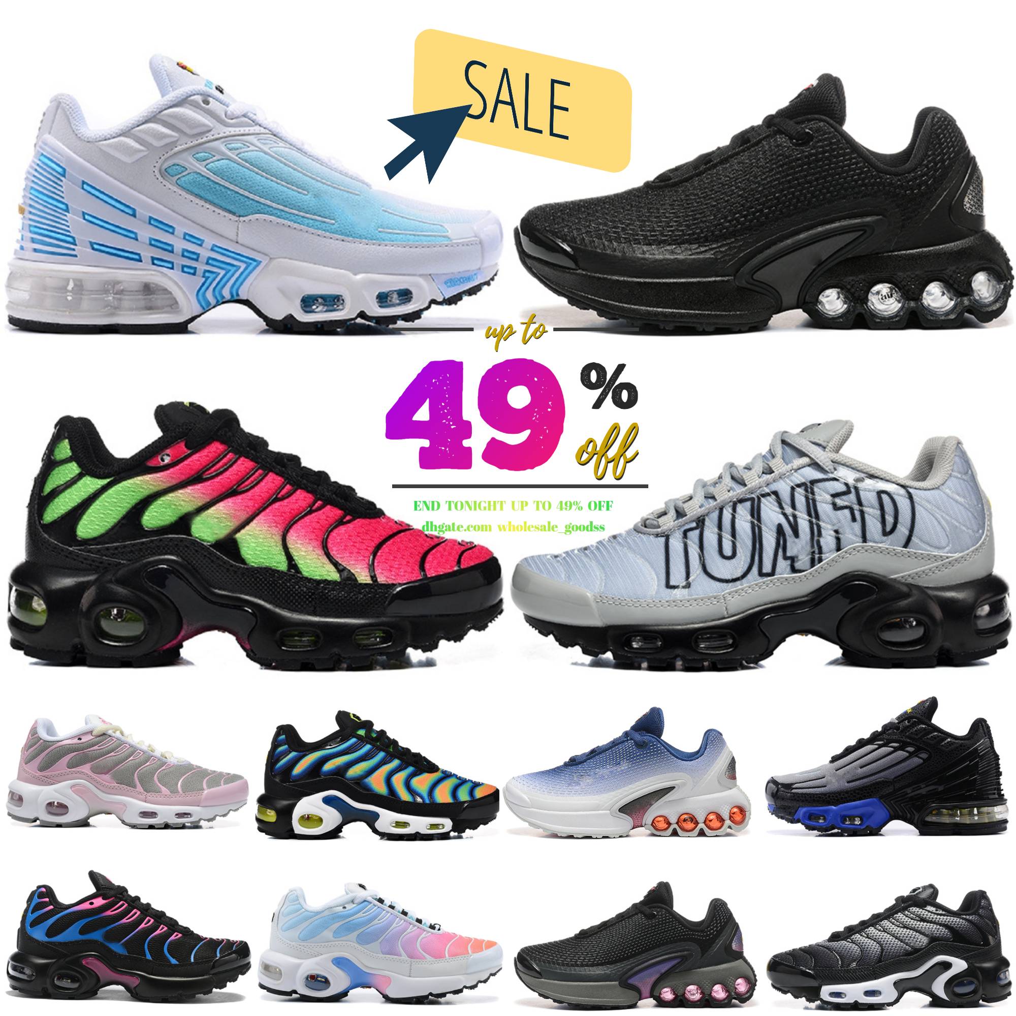 Top Designer Tn 2.0 kids Shoes dns Toddler Athletic Children Sneaker tns Tuned Maxtns Triple White Black Gold Red Laser Blue girls boys kid Child Outdoor Shoes Size 28-35
