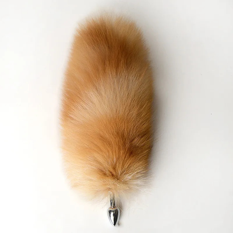 Exotic Flirting Accessories of Cute Gold Soft Furry Fox Cosplay Tail with Detachable Smooth Touch Metal Anal Plug Bead Sex Toys251118