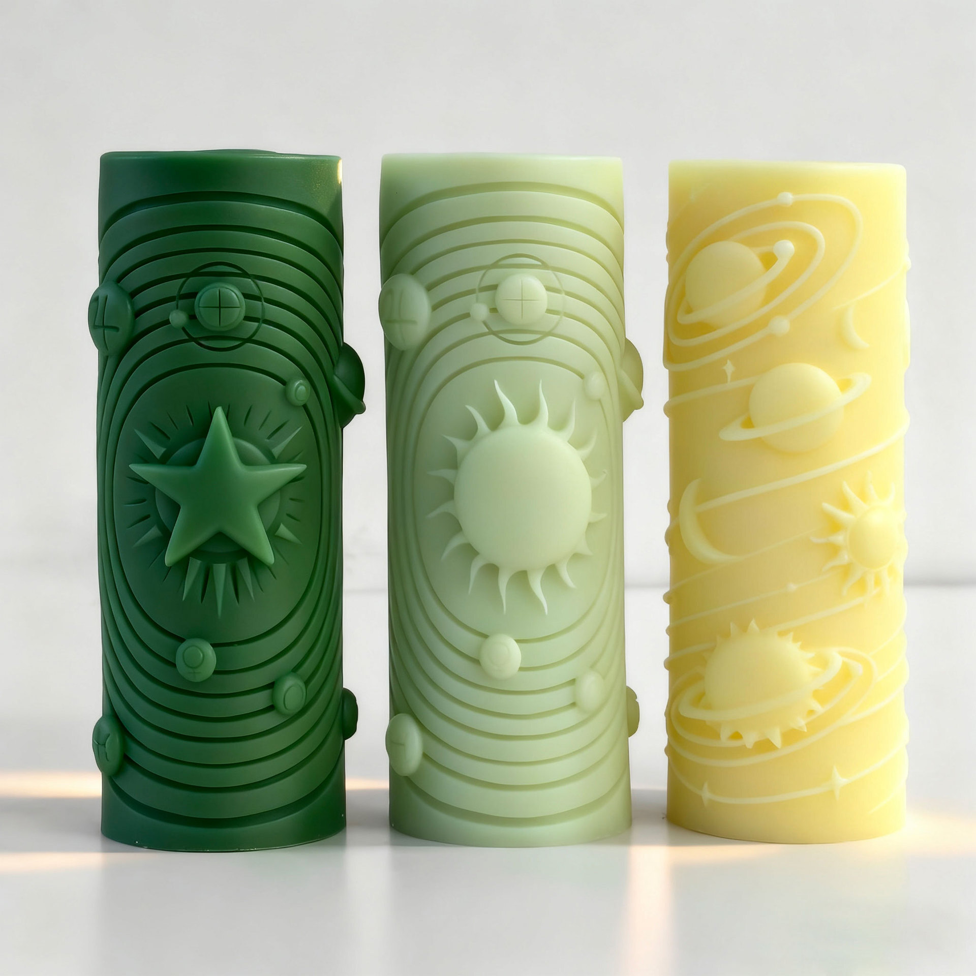 Silicone Mold for Patterned Cylindrical Aromatherapy Candles Star Relief Column Handmade Candle Mold