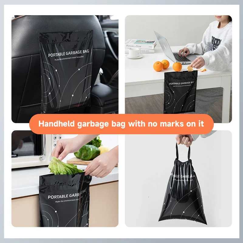 40PCS Adhesive Car Mounted Garbage Bag Self-Adhesive Disposable Drawstring Office Desktop Garbage Bin Can For Auto Seat Back C251119