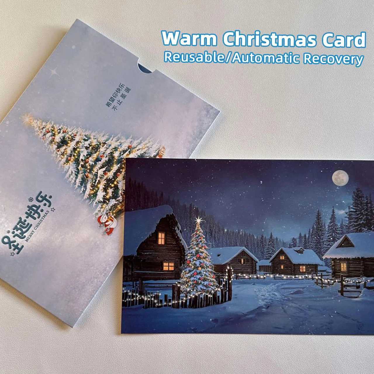2Pcs Temperature Changing Christmas New Year Card Surprise Christmas Tree Snowscape Greeting Card Festival Gift for Kids Friends G251119
