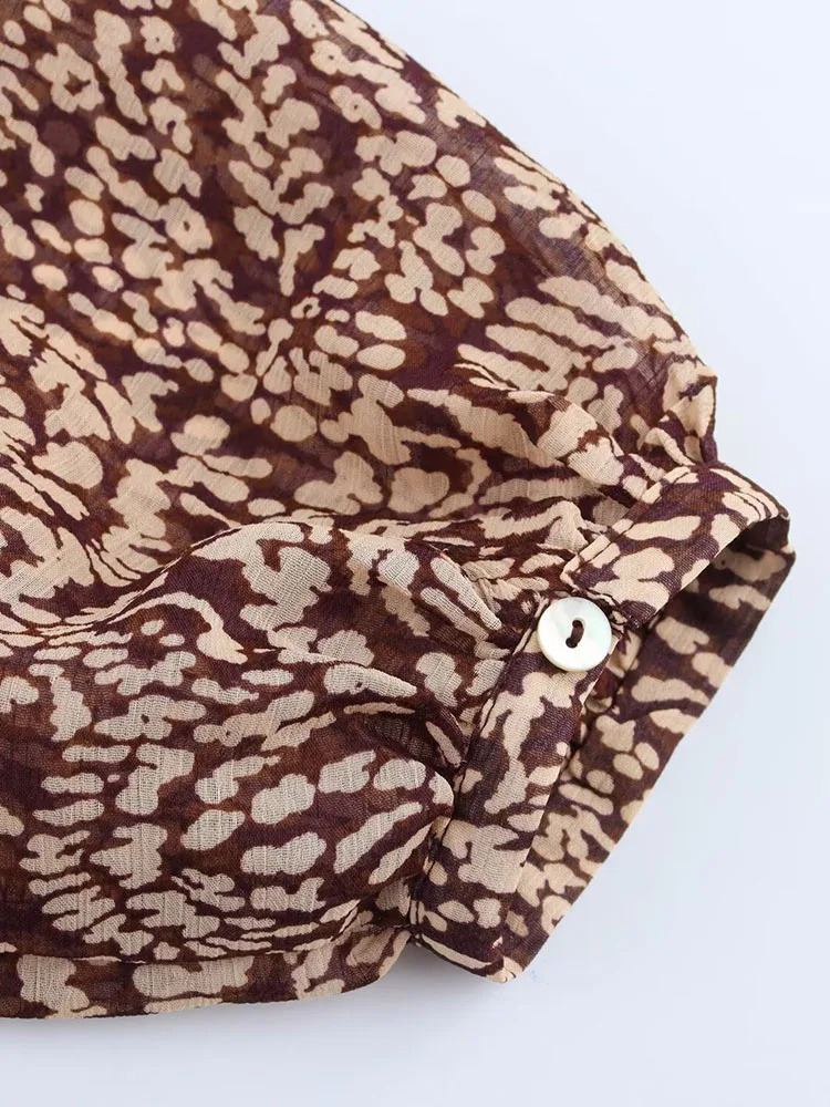 Womens Summer MIDI Dress Retro Printed Chiffon Vneck Layered Ruffle Bow Elegant Street 250418