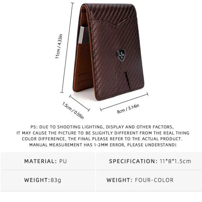 Minimalist Wallet RFID Anti-theft Antimagnetic Brush Double Fold Cross Front Pocket Portable Card Holder Multifunctional WalletT251119