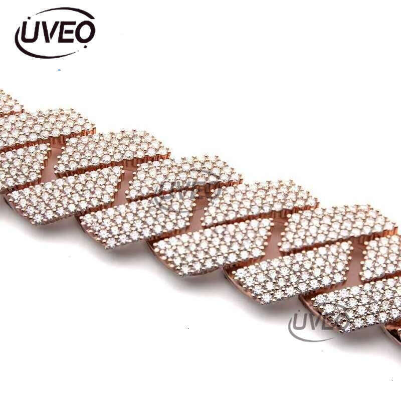 designer moissanite necklace 20mm stainless steel plated gold sier width 3 row iced out cuban k chain hop hip jewelry necklaces bracelet free shipping