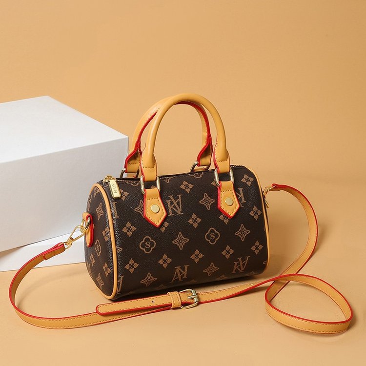 New printed Boston women's simple and atmospheric hand-held cylindrical versatile single shoulder crossbody bag