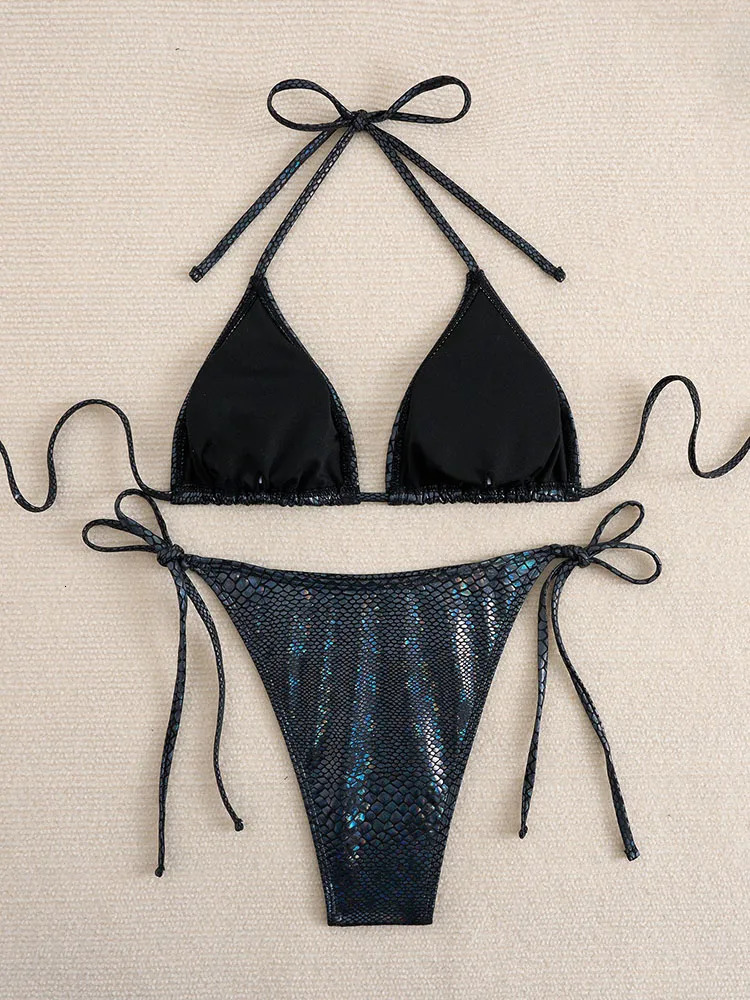 OIINAA Bikini Set Womens Sexy Swimsuit Two Piece Snake Skin Printed Womens Swimsuit No Back Summer Fashion Beach Wear 250414Z