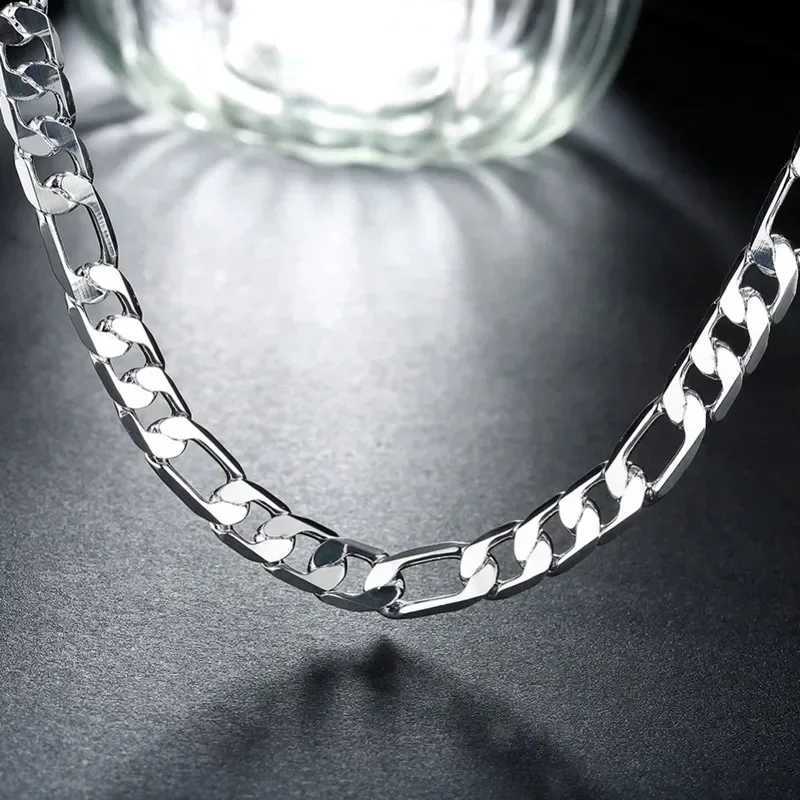 Solid color 925 sterling silver necklace mens classic 12mm Cuban chain 18-30 inches charming high-quality fashionable jewelry weddingT250418
