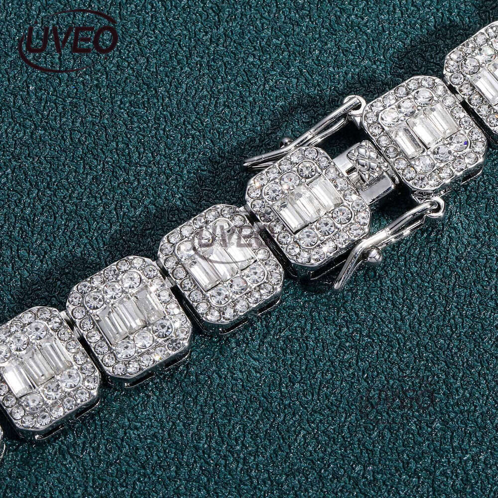 Luxury Hip Hop 13mm square round ice out VVS Moissanite Cuban Chain Bracelet for men and women Free delivery