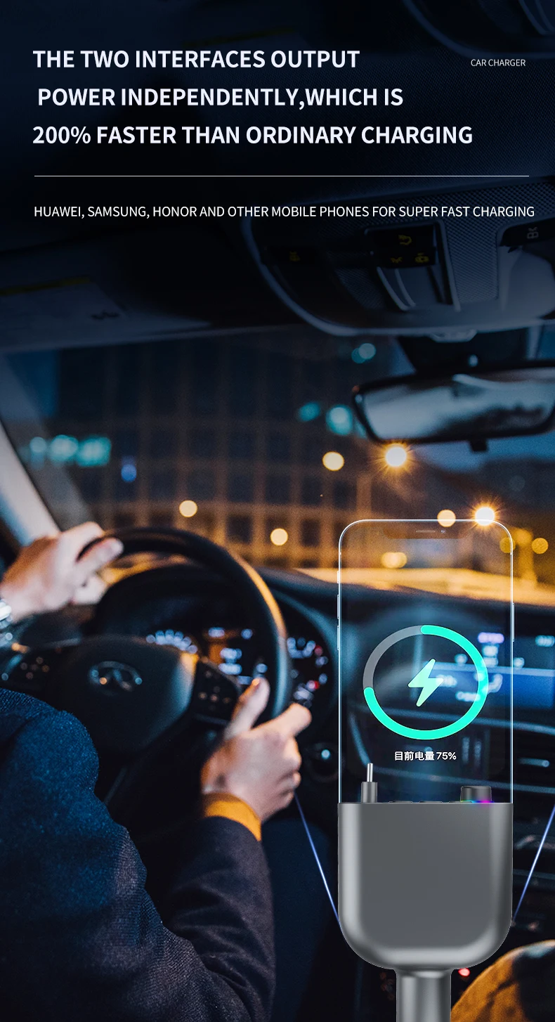 Car Charger BT 5.3 FM Transmitter Car Kit MP3 Modulator Player Handsfree Audio Receiver With Phone Type-C Charge Cable Cf02