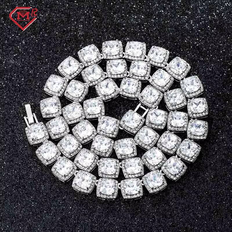 Moissanite Hip Hop Jewelry Cluster Tennis Chain Necklace Round Brilliant Cut Custom Tennis Necklace