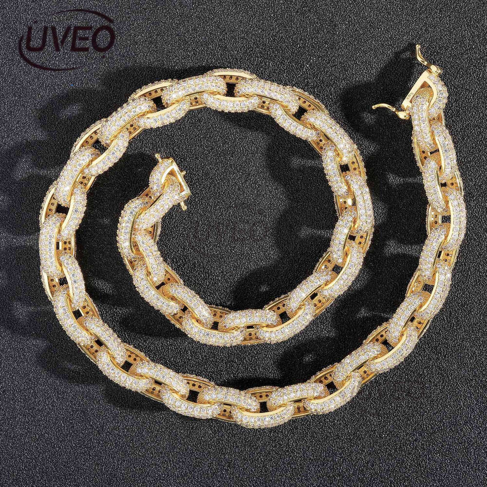 Luxury Hip Hop Chain Necklace 13mm ice out VVS Moissanite Cross Chain Necklace bracelet for men and women Free delivery