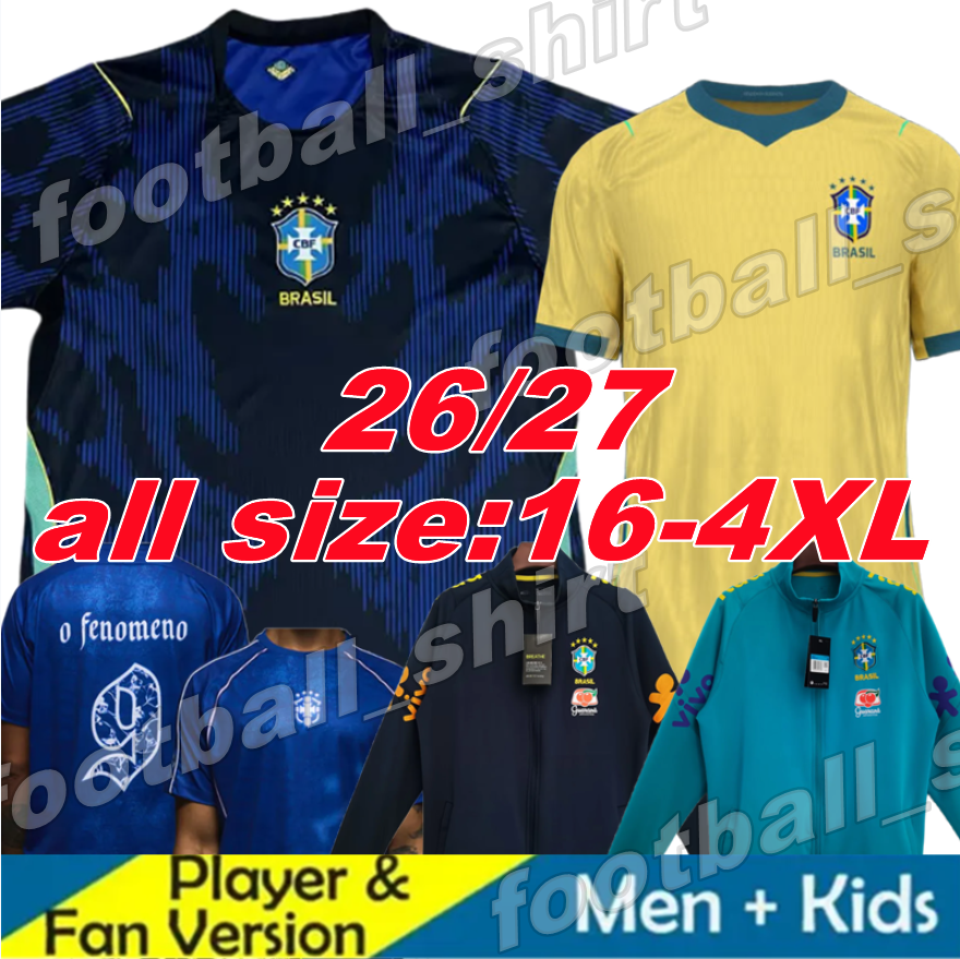 Brazil 2026 soccer jerseys RAPHINHA VINI JR RODRYGO ENDRICK PAQUETA RICHARLISON NEYMAR 24 25 26 national team Tshirt football shirt men women Men kids RONALDINHO