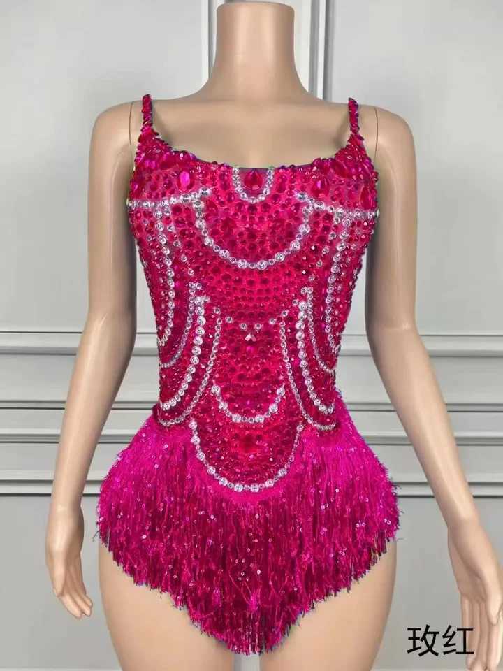 Stars sing with the same blue tassels bright white and wild dance music festival costumes W250419