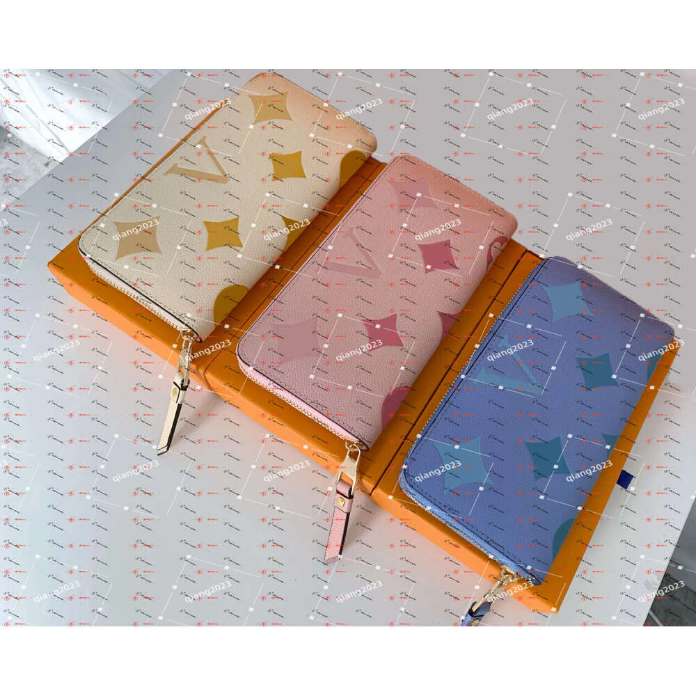 Fashion Designers Zippy WALLET Mens Womens leather Zipper Wallets Highs Quality Flowers Coin Purse Handbags long Card Holder Original Clutch With Box 8
