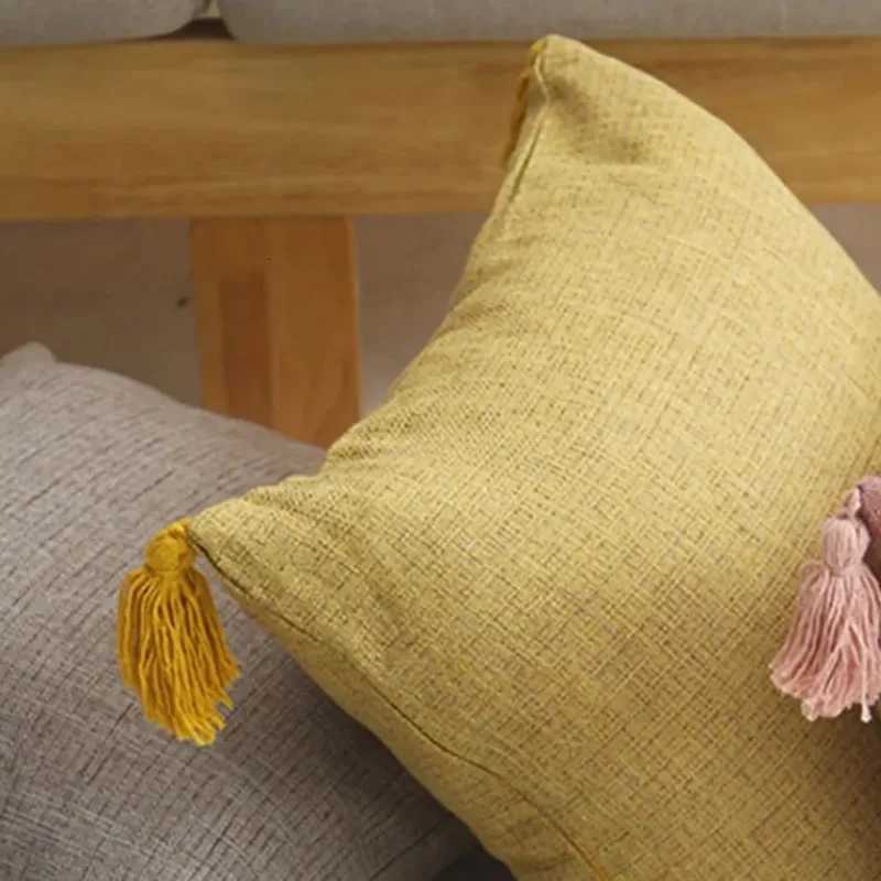1/2Pcs Spring Throw Covers Linen Optic Sofa Tassel Cushion Cover Boho Gift Farmhouse case Party Home DecorM251119