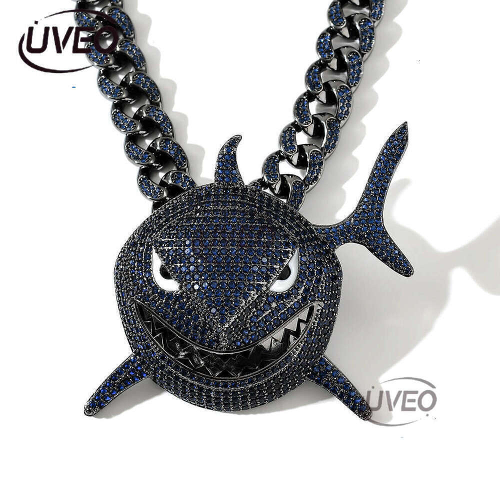 Luxury designer Great Shark Street Advantage Cool Funky Ice Out VVS Moissanstone Hip Hop Cuban Chain Pendant with FREE shipping